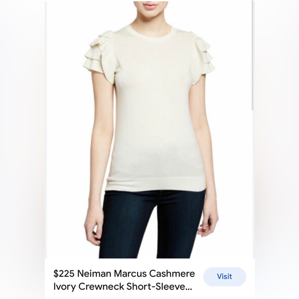 Neiman Marcus Cashmere Collection, flutter sleeve sweater